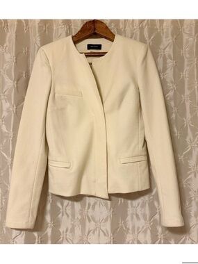 Isabel Marant Ivory Off-White Collarless Wool Blend Jacket Cream Wool Blend
